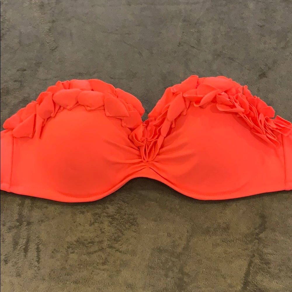 Neon coral ruffle Victoria’s Secret Bandeau